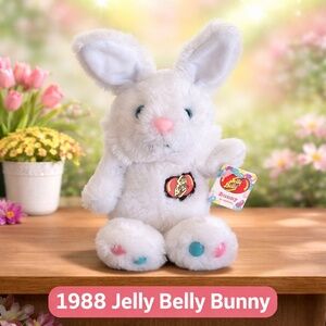 Vintage 1988 Jelly Belly White Bunny Plush w/ Tag